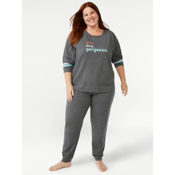 Women's French Terry Pajama Gift Set, 2-Piece Size L(12-14) - Picture 1 of 4